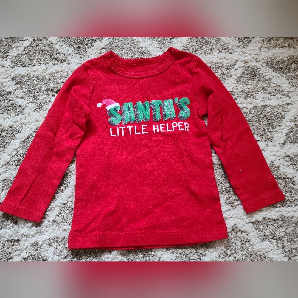 10 for $25 - Carter's Girls 12m "Santa's Little Helper" Red Long Sleeve Shirt